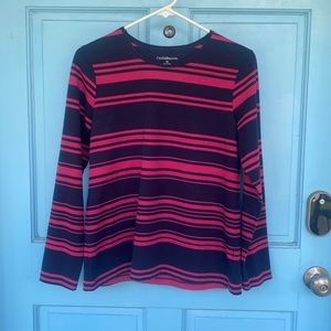 Croft & Barrow Navy & Pink Striped Top size M